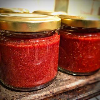 Made my special Winter Spiced Jam this evening. Look how it sparkles with edible glitter. It smells and tastes of Christmas!!